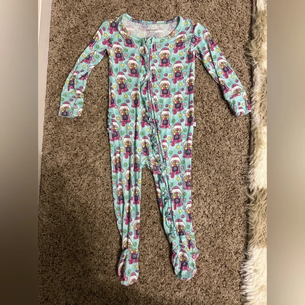 Posh Peanut Gumball Ruffle One Piece Footie Pajama